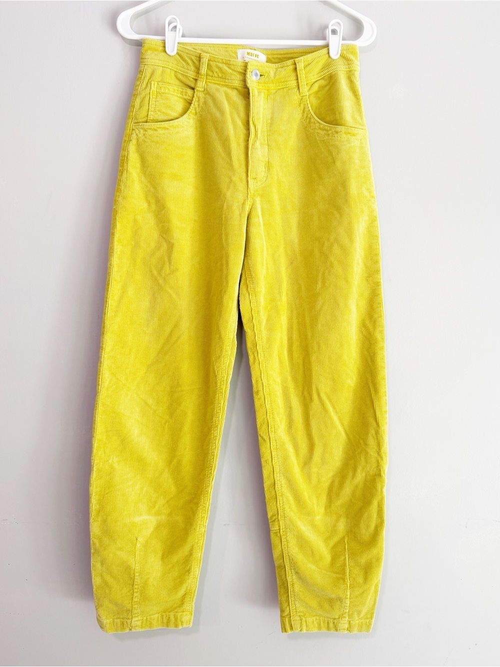 Anthropologie maeve barrel leg corduroy pants neon yellow size 25